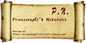 Proszonyák Nikolett névjegykártya
